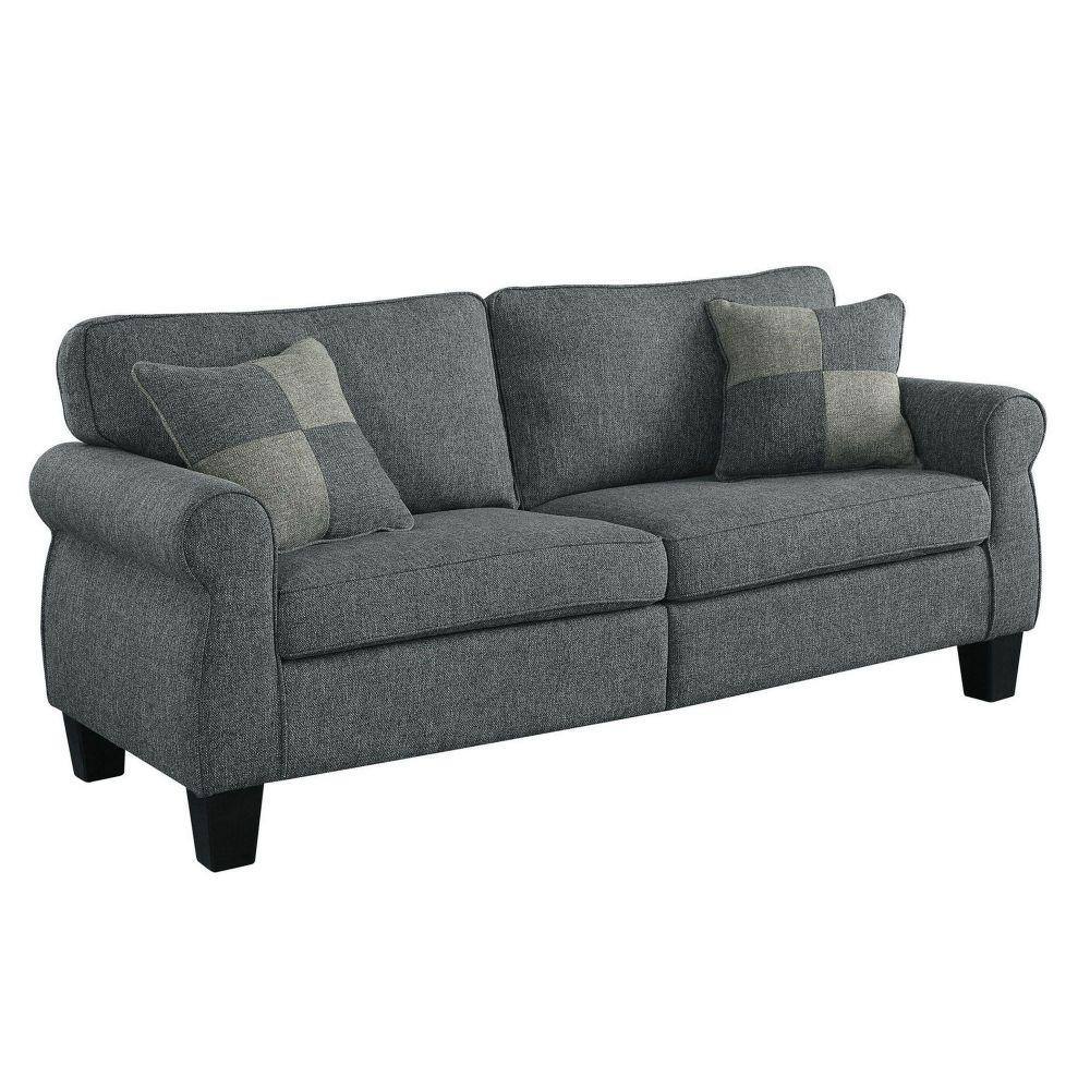 Benjara 73 in. W Round Arms Fabric Upholstery Modern Straight Sofa in Gray -  BM263207