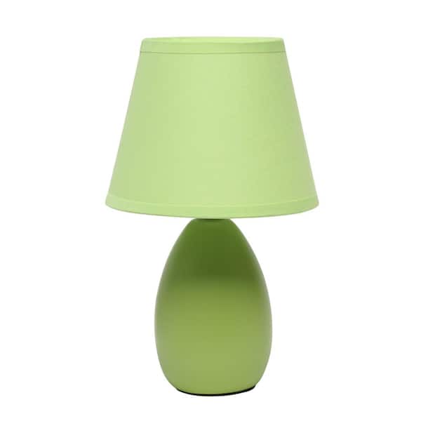 Simple Designs 9.45 in. Green Oval Egg Ceramic Mini Table Lamp