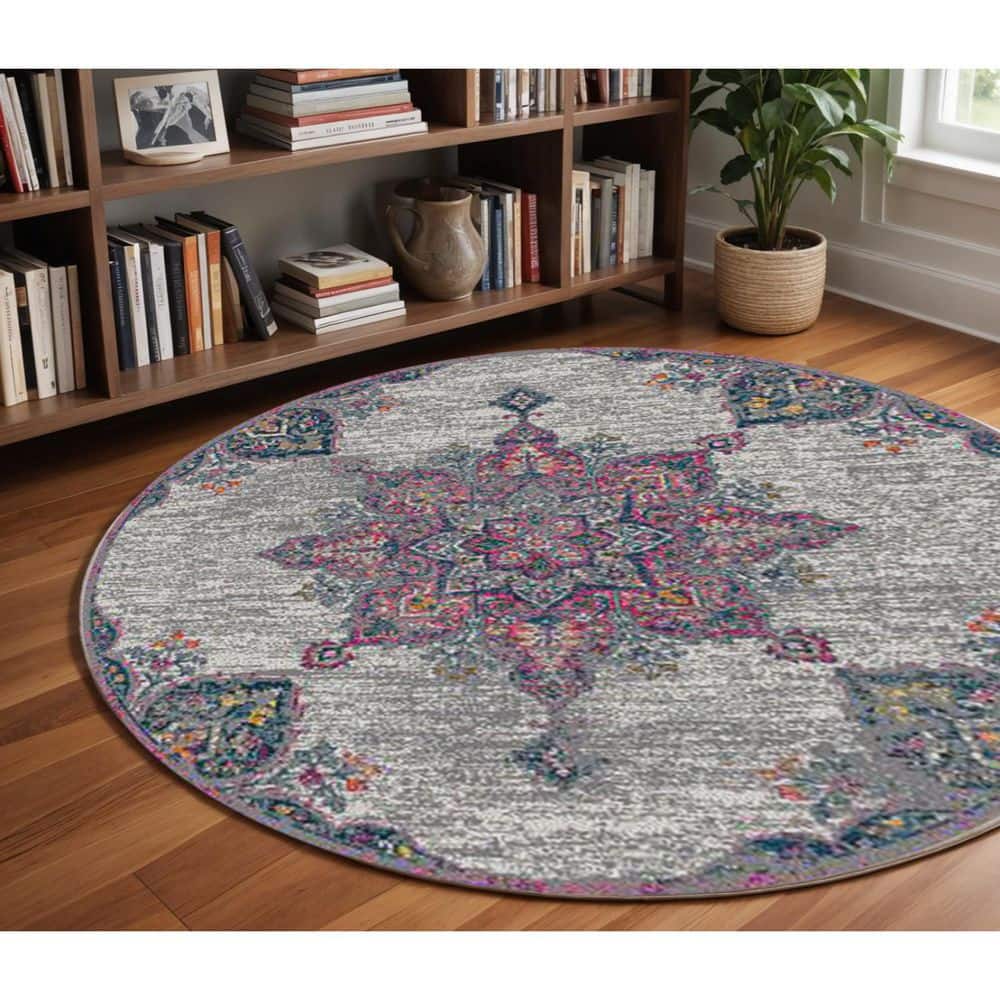 8' X 8' Pink Gray And Blue Area Rug price history on PriceWatchPro
