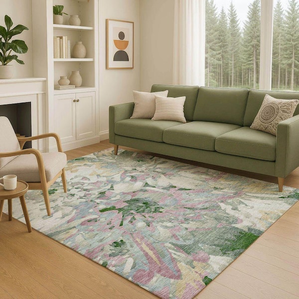 Chantille Machine Washable Indoor/Outdoor Abstract ACN2340 Sage 5 ft. x 7 ft. 6 in. Area Rug