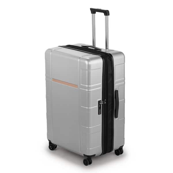 Karl home 1-Piece Silver Expandable Silent Wheel ABS and PC 28 in. Trolley Case, Luggage Set