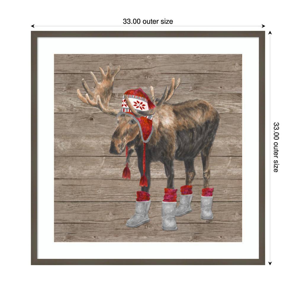 Warm in the Wilderness Moose Framed Graphic Art Print in Svelte Clay Grey