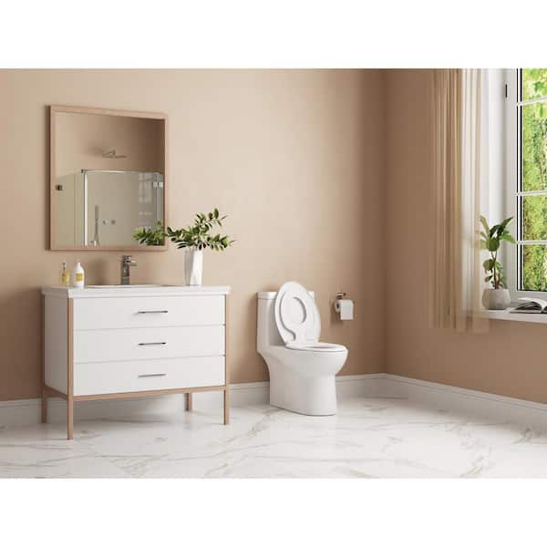 Children's Potty Training 1-Piece 1.1/1.6 GPF Dual Flush Elongated ADA Seat Height Toilet in White, with Child Seat