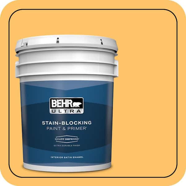 BEHR ULTRA 5 gal. #PPU6-06 Honey Locust Extra Durable Satin Enamel Interior Paint & Primer