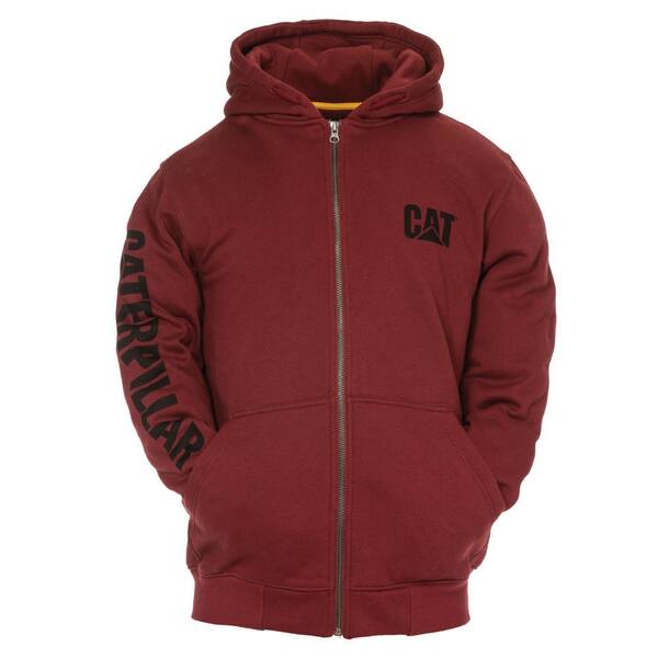 Caterpillar Trademark Banner Men's Tall-Large Brick Cotton/Polyester Full Zip Hooded Sweatshirt