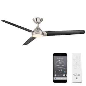 Zelda 60 in. Integrated LED Indoor/Outdoor 3-Blade Smart Ceiling Fan Brushed Nickel/Matte Black with 3000K and Remote