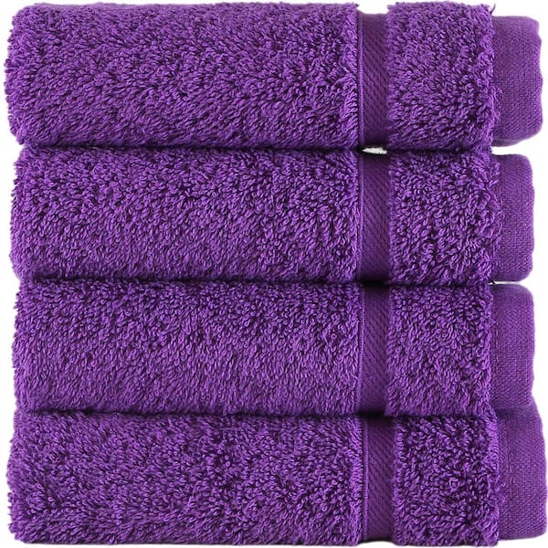 Hawmam Linen 4-Piece Purple Turkish Cotton Wash Cloth