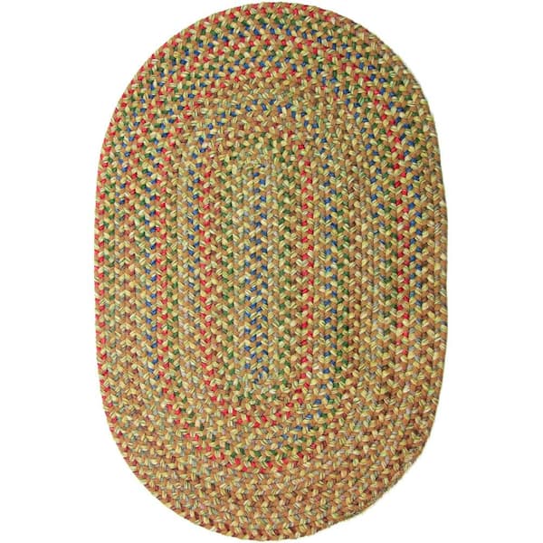 Rhody Rug Kennebunkport Camel Multi 4 ft. x 6 ft. Oval Indoor/Outdoor Braided Area Rug