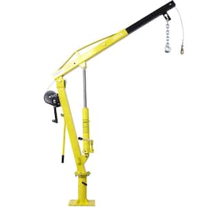 2000 lb. Capacity Steel Hydraulic Pickup Truck Crane with Hand Winch Pickup Truck Bed Hoist Jib Crane in Yellow