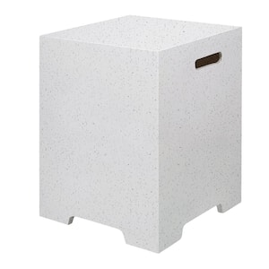 White Square Concrete Outdoor Tank Holder Side Table