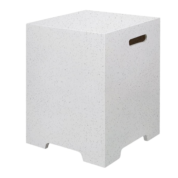 UPHA White Square Concrete Outdoor Tank Holder Side Table