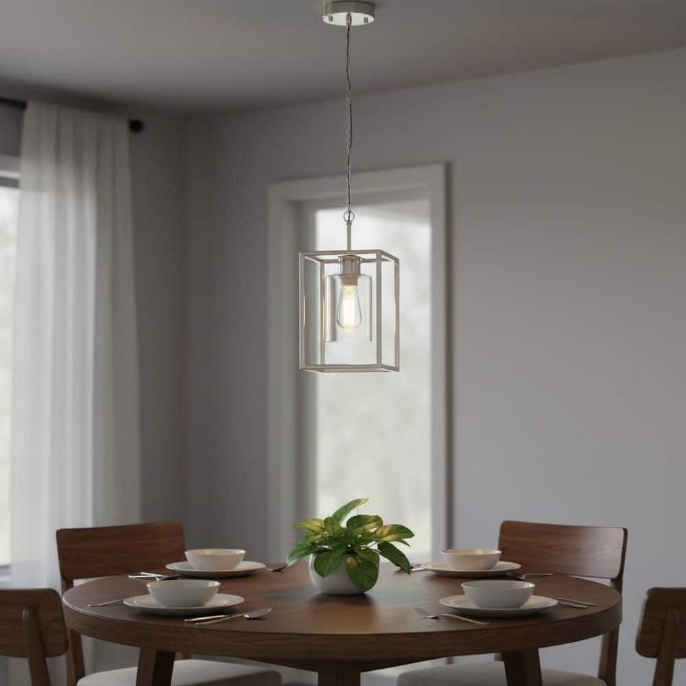 6.7in. 1-Light Brushed Nickel Kitchen Island Pendant Lighting with Glass Shade, Hanging Lighting for Living Room price history on PriceWatchPro