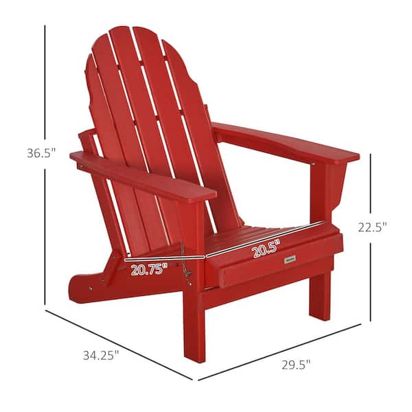 Outsunny Red Plastic Adirondack Chair, Colored Plastic Adirondack Chairs Home Depot