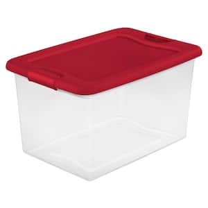 Sterilite 64 qt. Clear Plastic Latching Lid Storage Bin Container Tote, 18 Pack