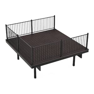 Infinity IS Freestanding 12 ft. x 12 ft. Tiger Cove Brown Composite Deck Kit with Steel Frame and Steel Rail
