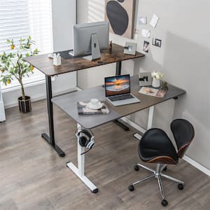 55 in. Gray Wood Electric Standing Desk Sit to Stand Electric Desk Powerful Motor and Height Adjustable