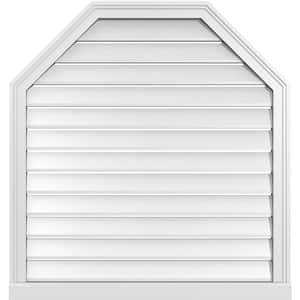 34" x 36" Octagonal Top Surface Mount PVC Gable Vent: Functional with Brickmould Sill Frame