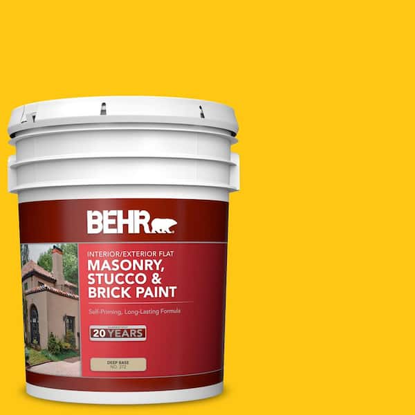 BEHR 5 gal. #P300-7 Unmellow Yellow Flat Interior/Exterior Masonry, Stucco and Brick Paint