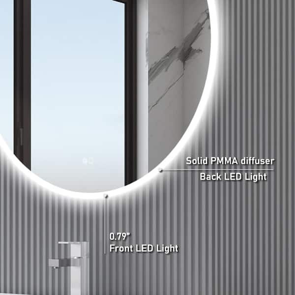 32 in. W x 32 in. H Round Framed LED Wall Bathroom Vanity Mirror, Front and Backlit, Dimmable, Defogger, Easy Hang