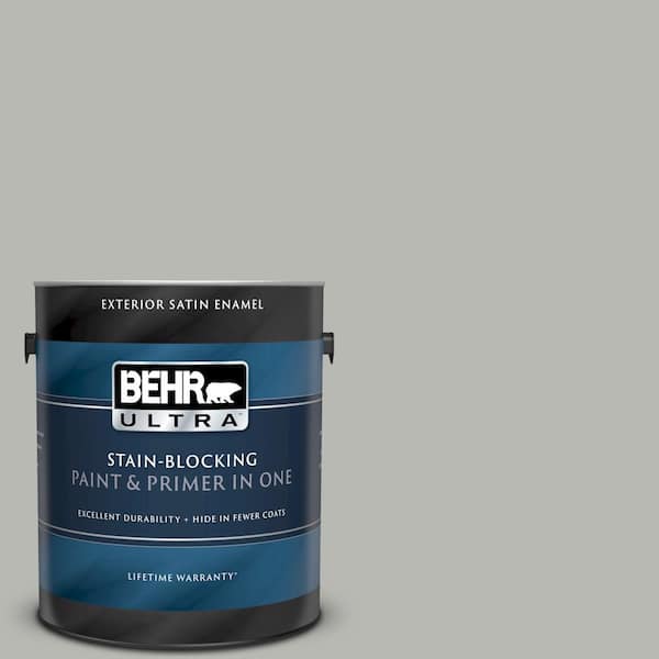 BEHR ULTRA 1 gal. #UL260-18 Classic Silver Satin Enamel Exterior Paint and Primer in One