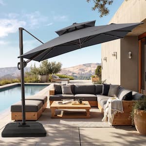 costco outdoor patio square umbrella 9 Feet Cantilever Umbrella Aluminum Offset Umbrella with 360-Degree Rotation for Garden Deck Pool Patio, Grey barbecue bar SunVilla 12 ft. Square 3-Tier