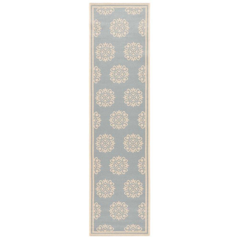 Linden Aqua/Cream 2 ft. x 8 ft. Border Multi-Florals Indoor/Outdoor Runner Rug price history on PriceWatchPro