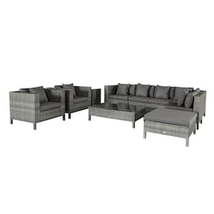 Grey rattan best sale l shaped sofa