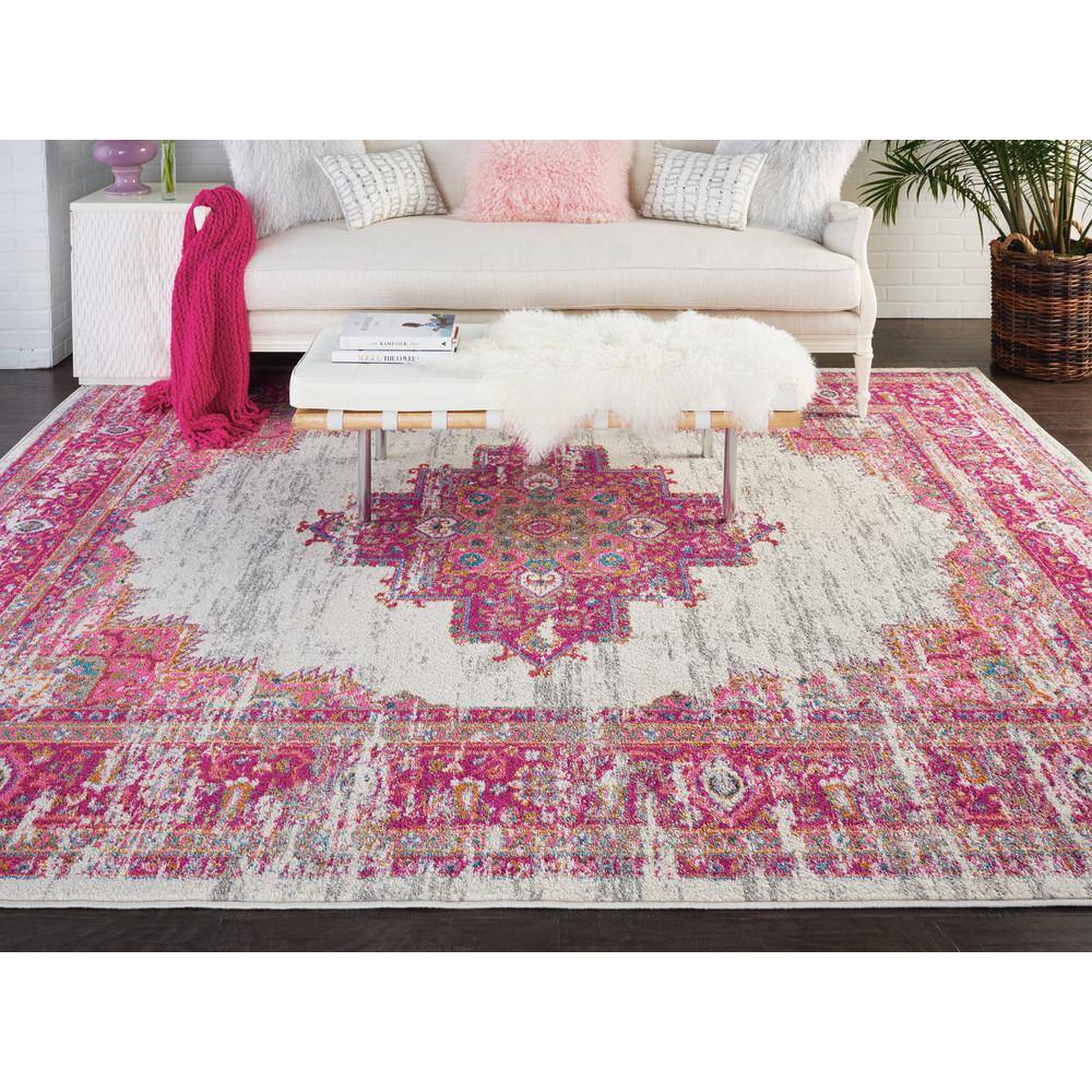 Ivory Elegance Floral Synthetic 5' x 7' Easy-Care Area Rug