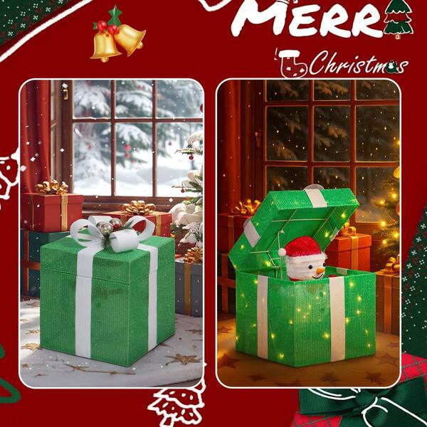 Karl home 12 in. Green Motorized Gift Box Christmas Decorations