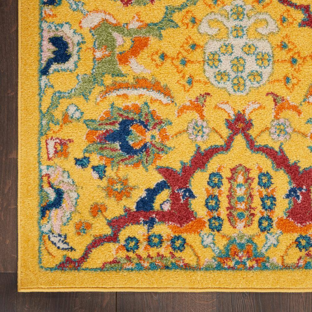 Yellow Multicolor Floral Synthetic Rectangular Area Rug 7'10" x 9'10"