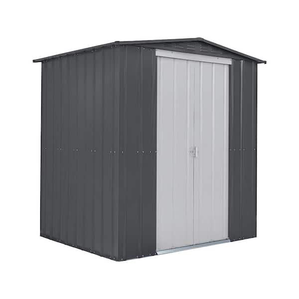Globel Do-it Yourself Gable 6 ft. W x 5 ft. D Metal Outdoor Storage Shed with Double Sliding Doors (27 sq. ft.)
