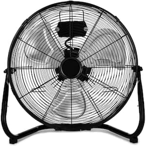 20 in. 3-Speed High-Velocity Industrial Heavy Duty Metal Floor Fan in Black with Tilting Head for Outdoor/Indoor Use