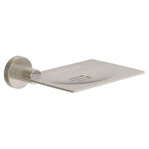 Dia Wall-Mounted Soap Dish With Drain Ports in Satin Nickel