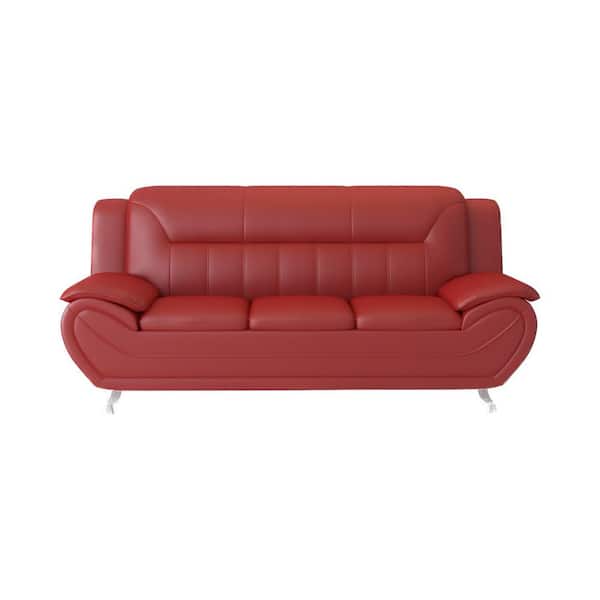 US Pride Furniture Sanuel 79 in. Round Arm 3-Seater Sofa in Red