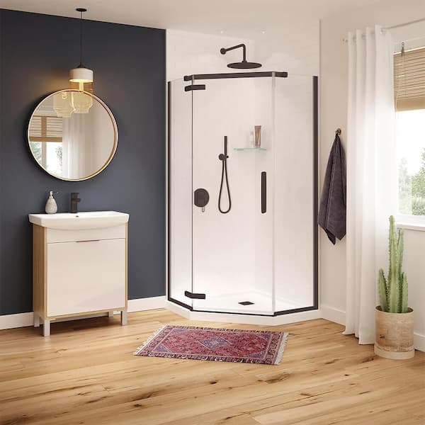 MAAX Hana 40 in. x 40 in. x 75 in. Frameless Neo-Angle Pivot Shower Door in Dark Bronze