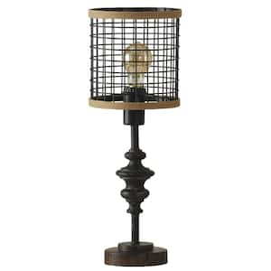 20 in. Black Table Lamp with Black Metal Shade