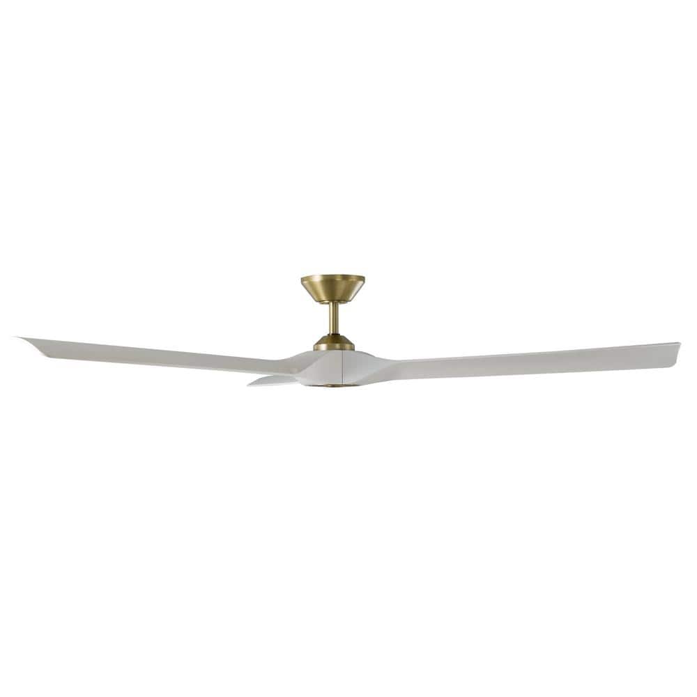 70'' Soft Brass Matte White Smart Ceiling Fan with Remote