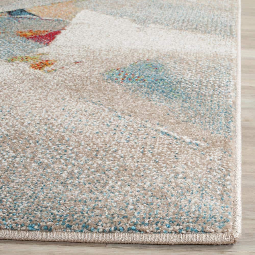 Gray Abstract 8' x 10' Synthetic Easy Care Area Rug
