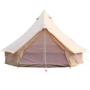 5-Person Waterproof Canvas Tent 9.8 ft.in Dia. 100% Cotton Canvas Bell Yurt Tent with Stove Jack in 4 Seasons