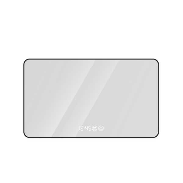 48 in. W x 32 in. H Rectangular Framed Wall Bathroom Vanity Mirror in Black Alloy Frame