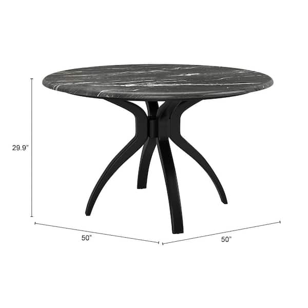 ZUO Sumay 50.0 in. Round Black HPL Stone Top with Steel