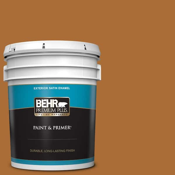 BEHR PREMIUM PLUS 5 gal. #280D-7 Sesame Crunch Satin Enamel Exterior Paint & Primer