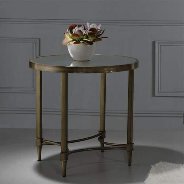Acme Furniture Aditya 24 in. Brass Round Other End Table with No Additional Features