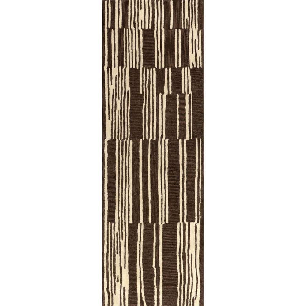Tara Striped Wool Brown 3 ft. x 8 ft. Indoor/Outdoor Patio Runner Rug price history on PriceWatchPro