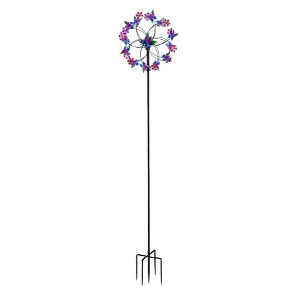 79 in. Iron Butterfly Flower Wind Spinner