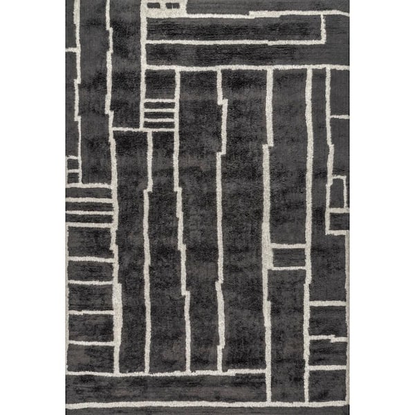 nuLOOM Gray 6 ft. x 9 ft. Krissy Modern Wool Machine Washable Area Rug