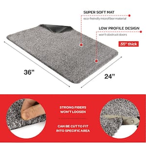Solid Front Doormat, Super Absorbent. 24 in X 36 in (Gray)