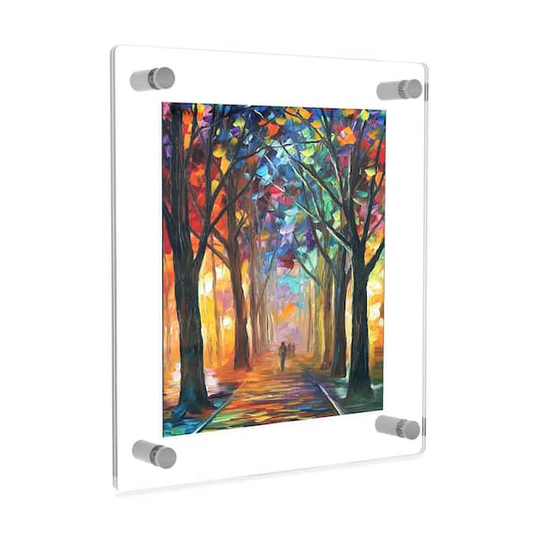 Fab Glass and Mirror 12 in. x 10 in. Rectangular Double Acrylic Picture Frame with Chrome Wall Mounted Magnet Best for 5 in. x 7 in. Art Size
