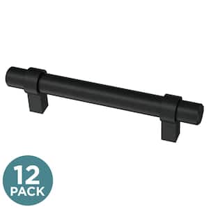 Essentials 3-3/4 in. (96 mm) Modern Matte Black Cabinet Drawer Pulls (12-Pack)