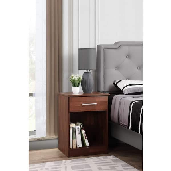 AndMakers Lindsey 1-Drawer Cherry Nightstand (24 in. H x 18 in. W x 16 in. D)